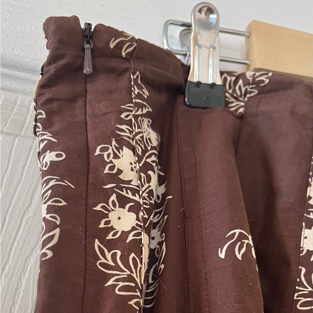 Jones New York Brown & Cream A-Line Pleated Skirt Boho Style - Picture 3 of 4